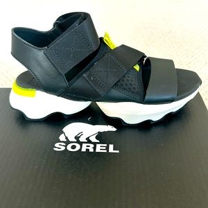 Size 7 Sorel Kinetic Impact Sandal Black and neon lime